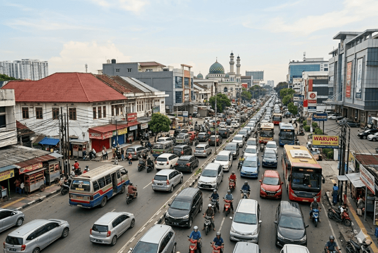 Kondisi kemacetan lalu lintas jalan raya Kota Medan Sumatera Utara