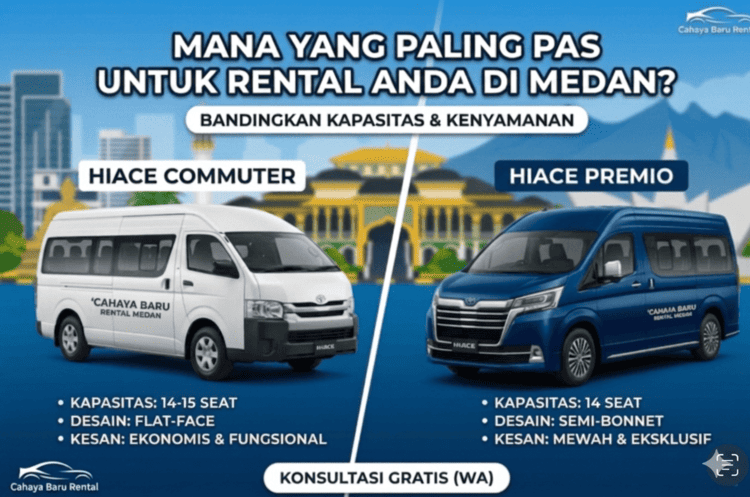 Perbedaan Hiace Commuter dan Premio Medan Cahaya Baru Rental